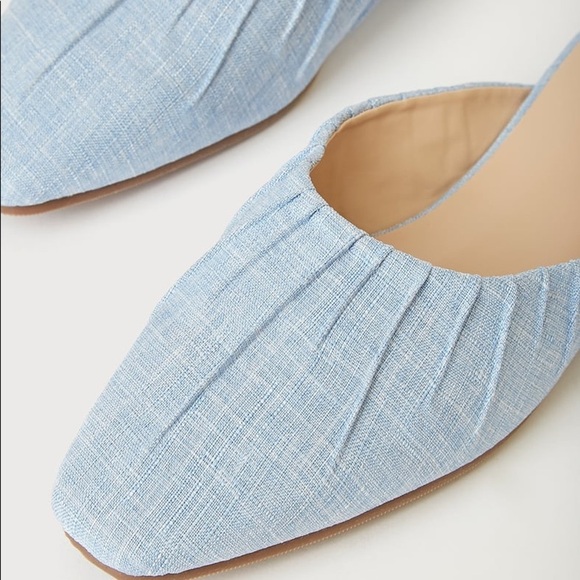 Blue Chambray Square Toe Mules - Picture 4 of 4